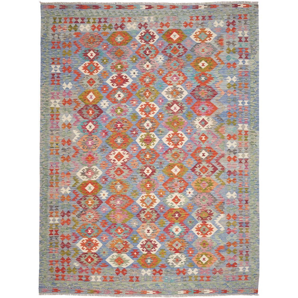 Tappeto Kilim Afghanistan marrone azzurro 252x338