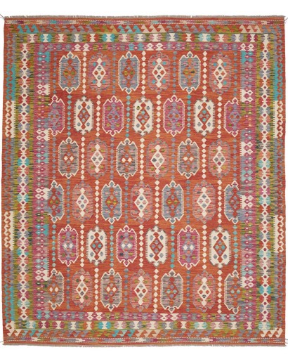 Tappeto Kilim Afghanistan rosso bianco 253x292