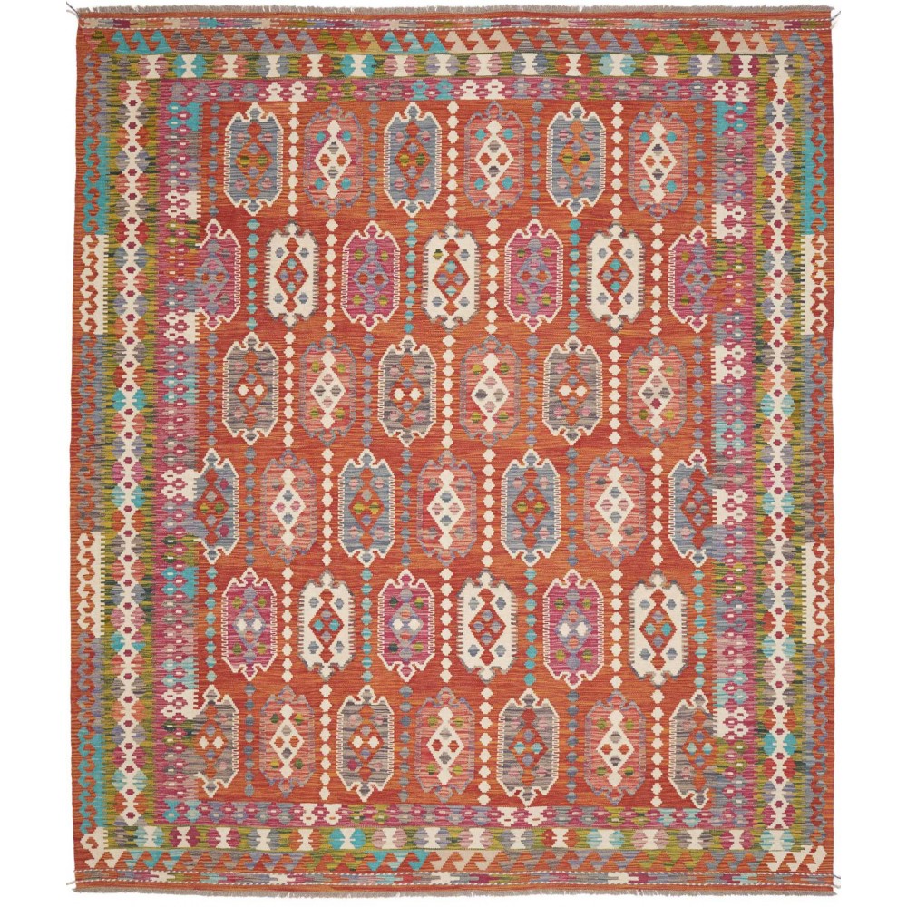 Tappeto Kilim Afghanistan rosso bianco 253x292