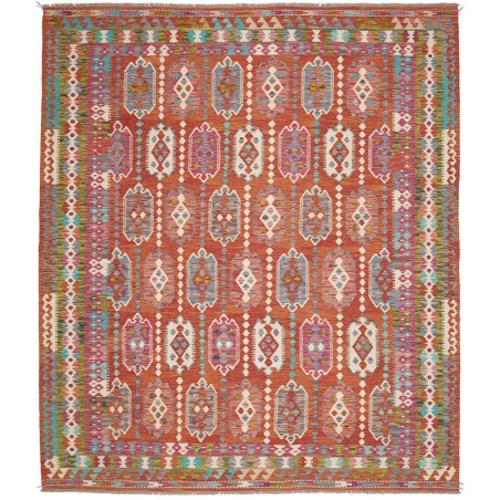 Tappeto Kilim Afghanistan rosso bianco 253x292