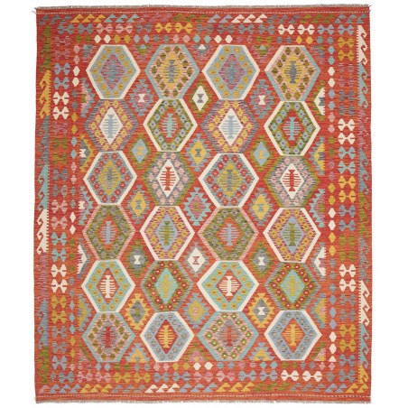 Tappeto Kilim Afghanistan rosso azzurro 253x294