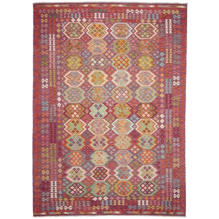 Tappeto Kilim Afghanistan rosso bianco 254x346