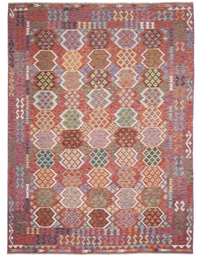 Tappeto Kilim Afghanistan marrone azzurro 255x344