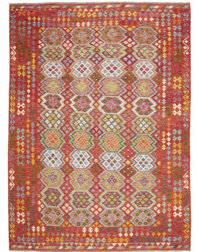 Tappeto Kilim Afghanistan rosso marrone 256x350