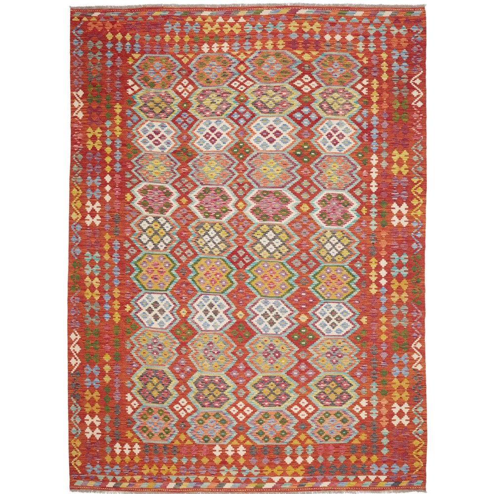 Tappeto Kilim Afghanistan rosso marrone 256x350