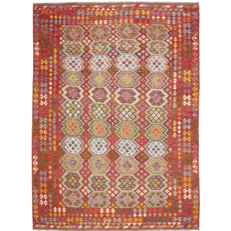 Tappeto Kilim Afghanistan rosso marrone 256x350