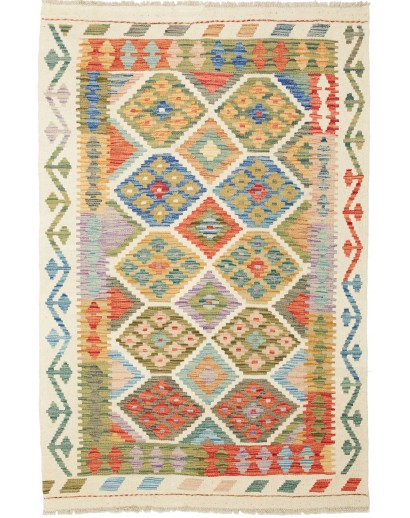 Tappeto Kilim Afghanistan marrone arancione 102x154
