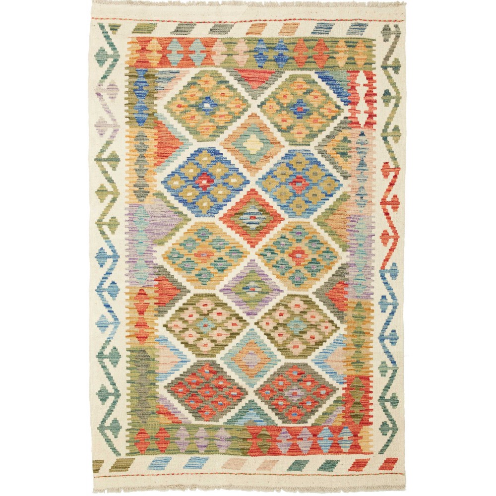 Tappeto Kilim Afghanistan marrone arancione 102x154