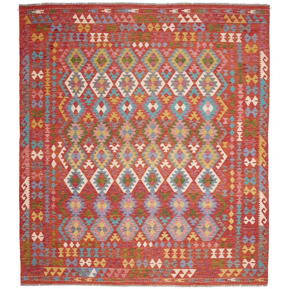 Tappeto Kilim Afghanistan rosso marrone 257x294