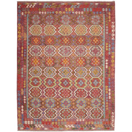 Tappeto Kilim Afghanistan rosso bianco 258x342