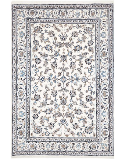 Tappeto Nain Kashmar Persia bianco grigio 201x297