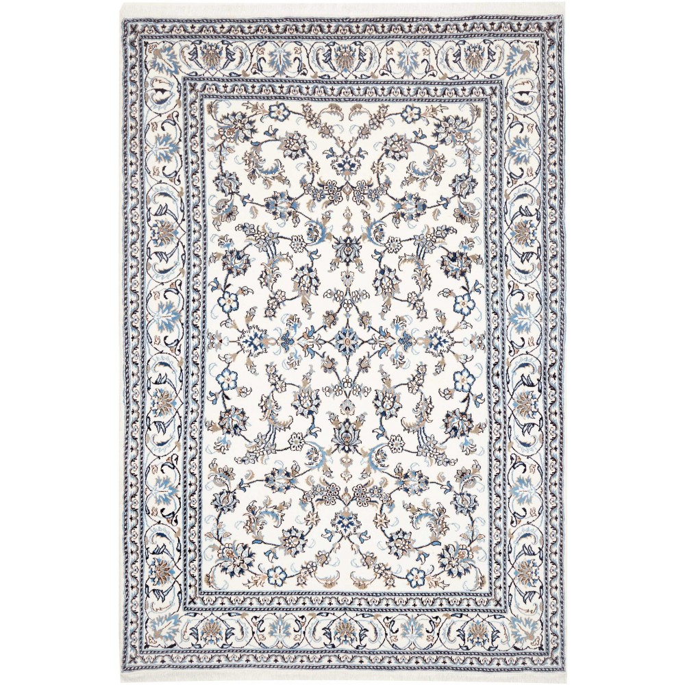 Tappeto Nain Kashmar Persia bianco grigio 201x297