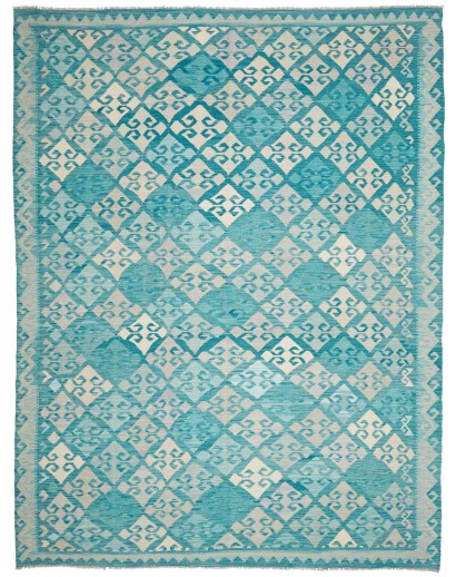 Tappeto Kilim Afghanistan verde azzurro 250x342