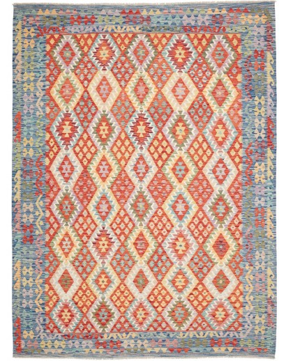 Tappeto Kilim Afghanistan marrone azzurro 255x343