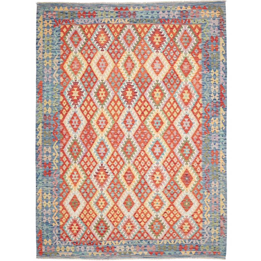 Tappeto Kilim Afghanistan marrone azzurro 255x343