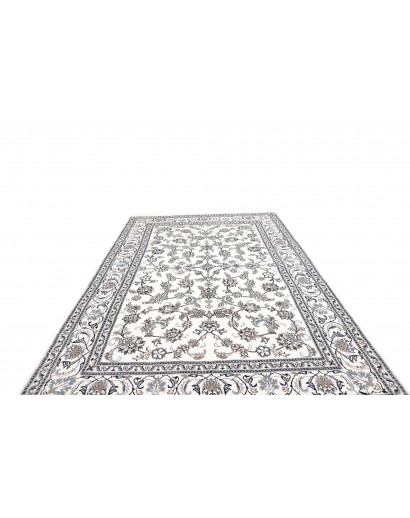 Tappeto Nain Kashmar Persia bianco grigio 201x297