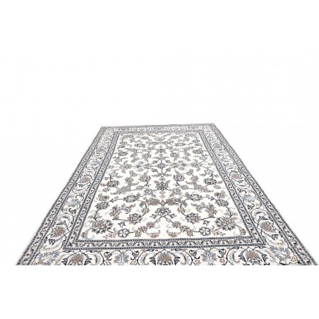 Tappeto Nain Kashmar Persia bianco grigio 201x297
