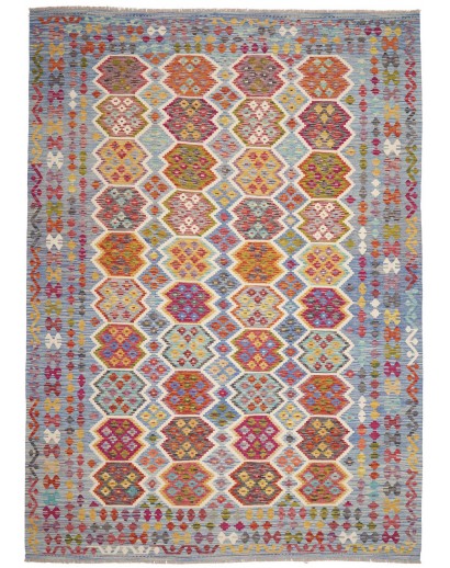 Tappeto Kilim Afghanistan marrone azzurro 253x353