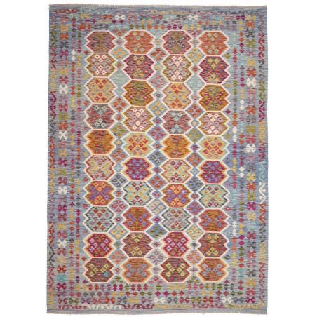 Tappeto Kilim Afghanistan marrone azzurro 253x353