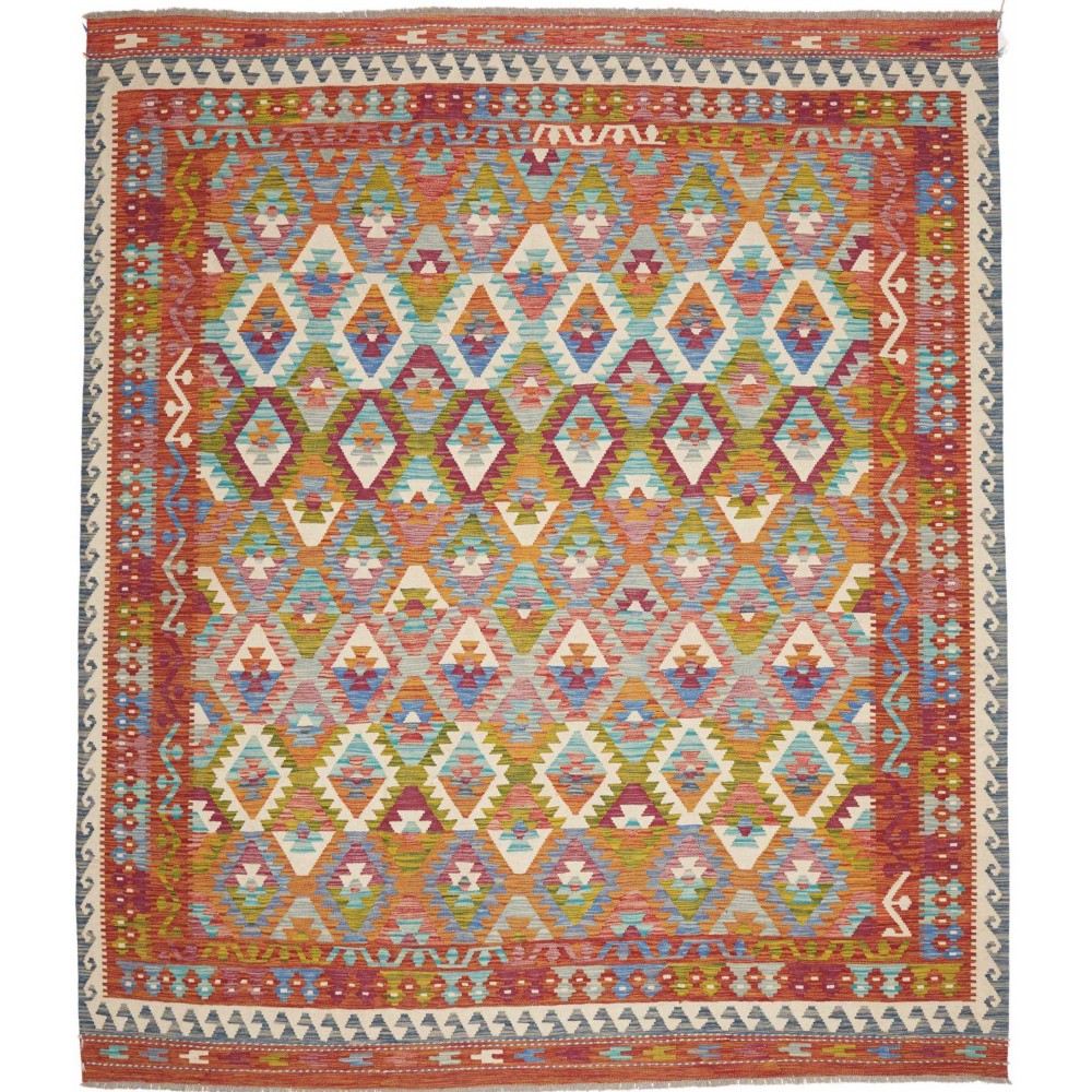 Tappeto Kilim Afghanistan bianco marrone 261x295