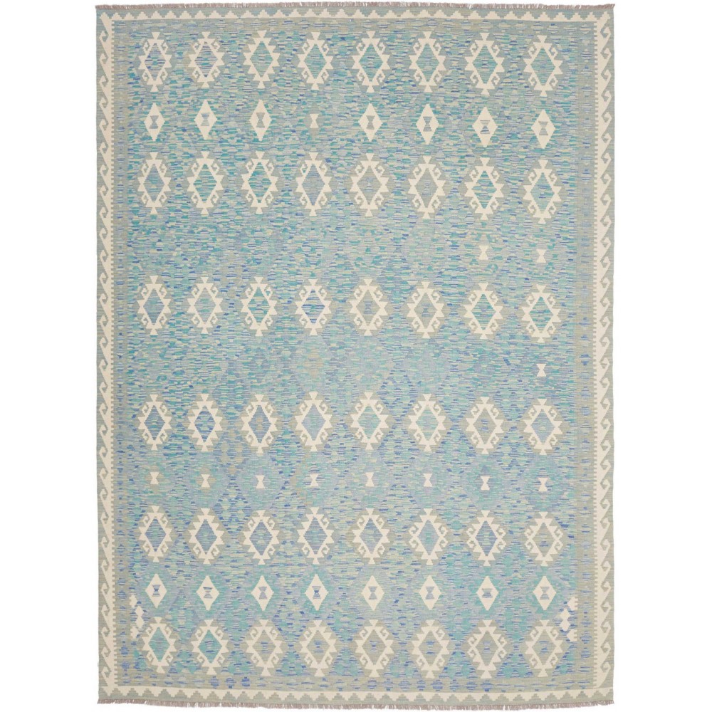 Tappeto Kilim Afghanistan azzurro bianco 266x352