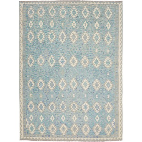Tappeto Kilim Afghanistan azzurro bianco 266x352