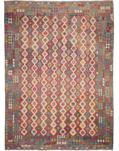 Tappeto Kilim Afghanistan bianco giallo 303x408