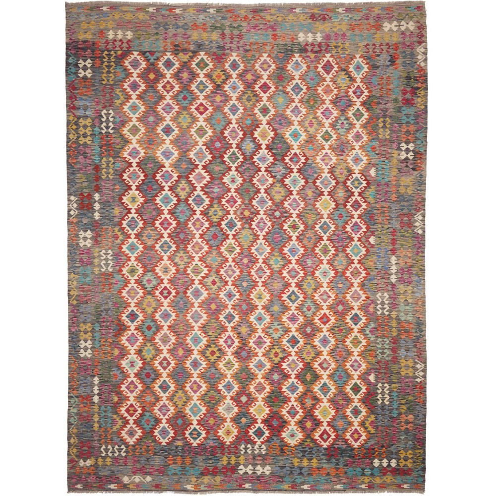 Tappeto Kilim Afghanistan bianco giallo 303x408