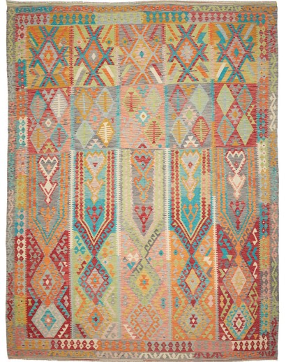 Tappeto Kilim Afghanistan marrone blu 305x400