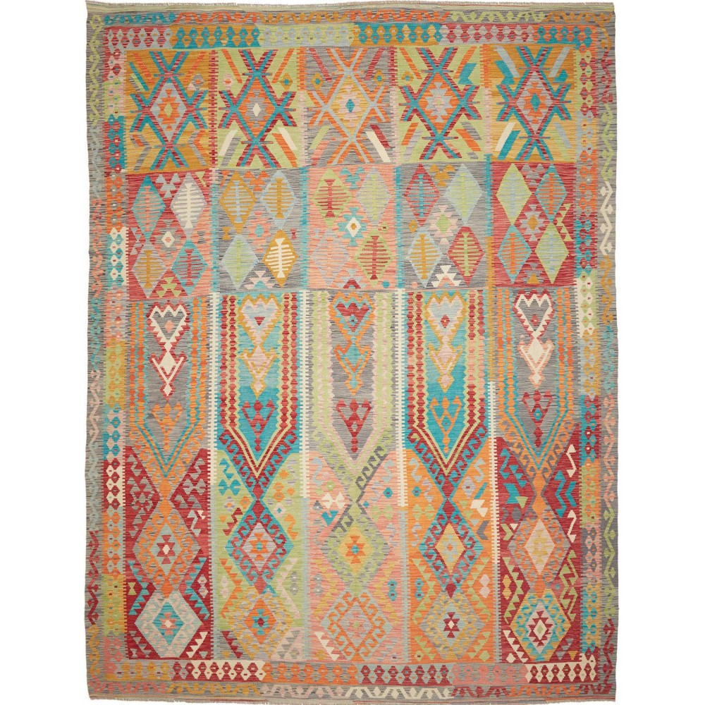 Tappeto Kilim Afghanistan marrone blu 305x400