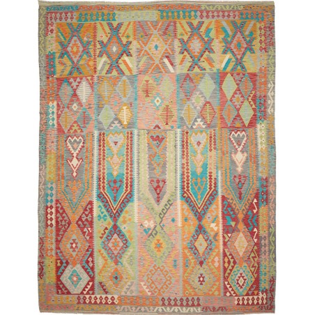 Tappeto Kilim Afghanistan marrone blu 305x400
