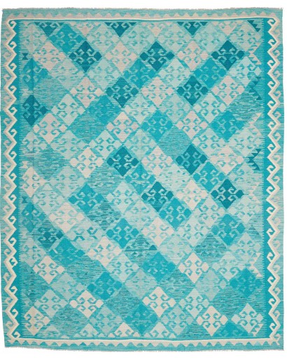 Tappeto Kilim Afghanistan azzurro verde 242x297