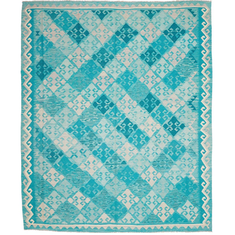 Tappeto Kilim Afghanistan azzurro verde 242x297