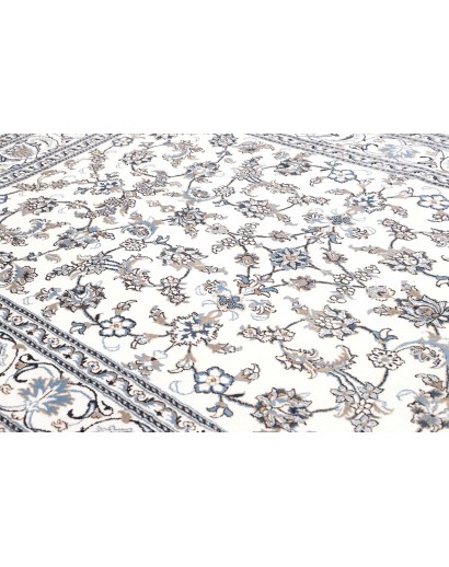 Tappeto Nain Kashmar Persia bianco grigio 201x297
