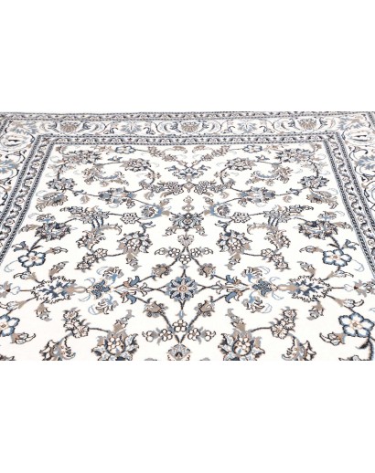Tappeto Nain Kashmar Persia bianco grigio 201x297