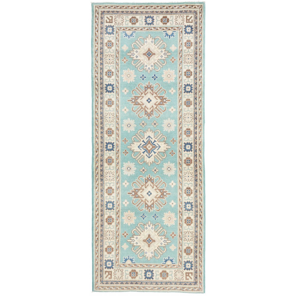 Tappeto Kazak Afghanistan beige azzurro 79x201