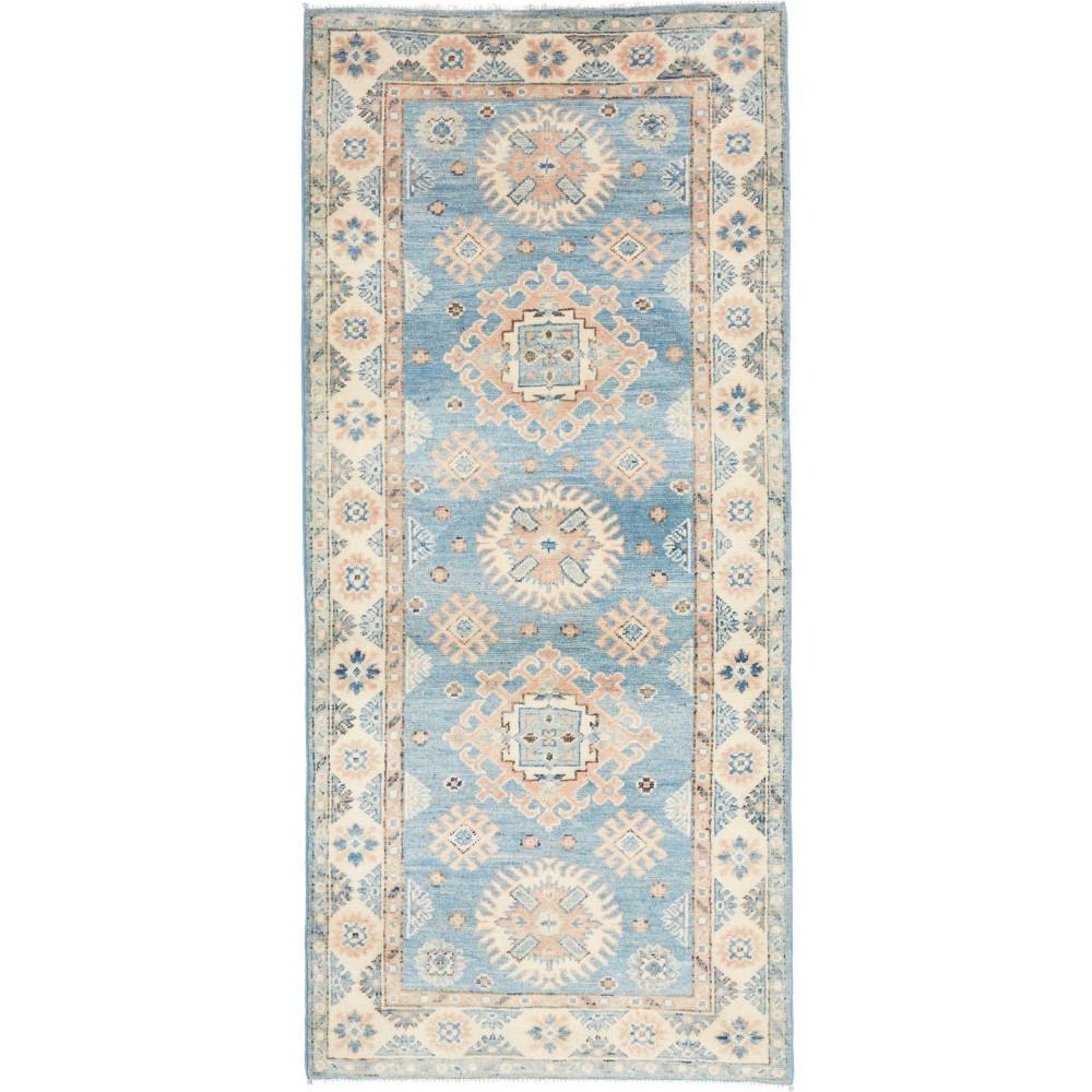 Tappeto Kazak Afghanistan beige azzurro 84x185