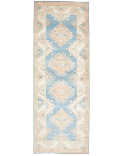 Tappeto Kazak Afghanistan bianco azzurro 84x235