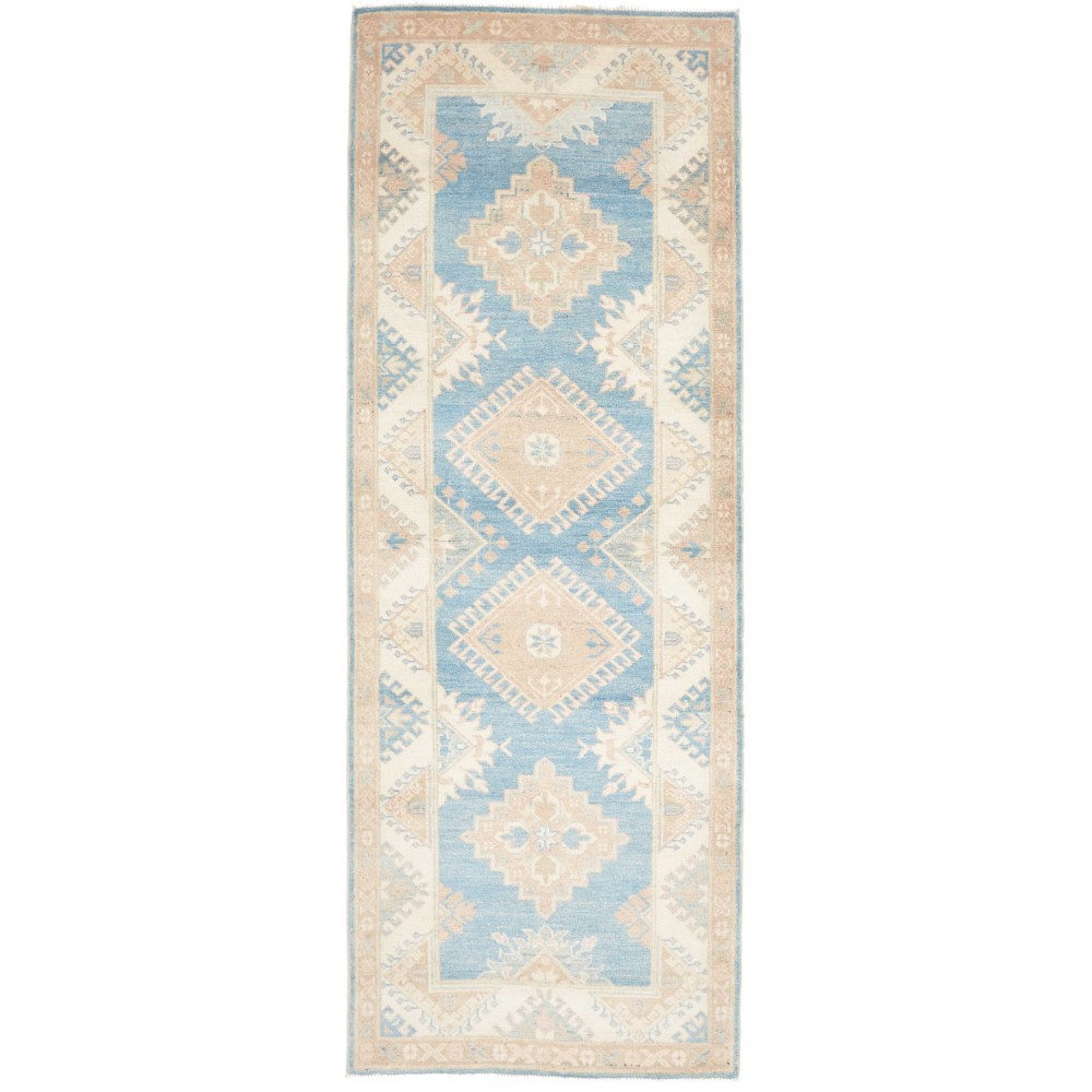 Tappeto Kazak Afghanistan bianco azzurro 84x235