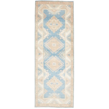 Tappeto Kazak Afghanistan bianco azzurro 84x235