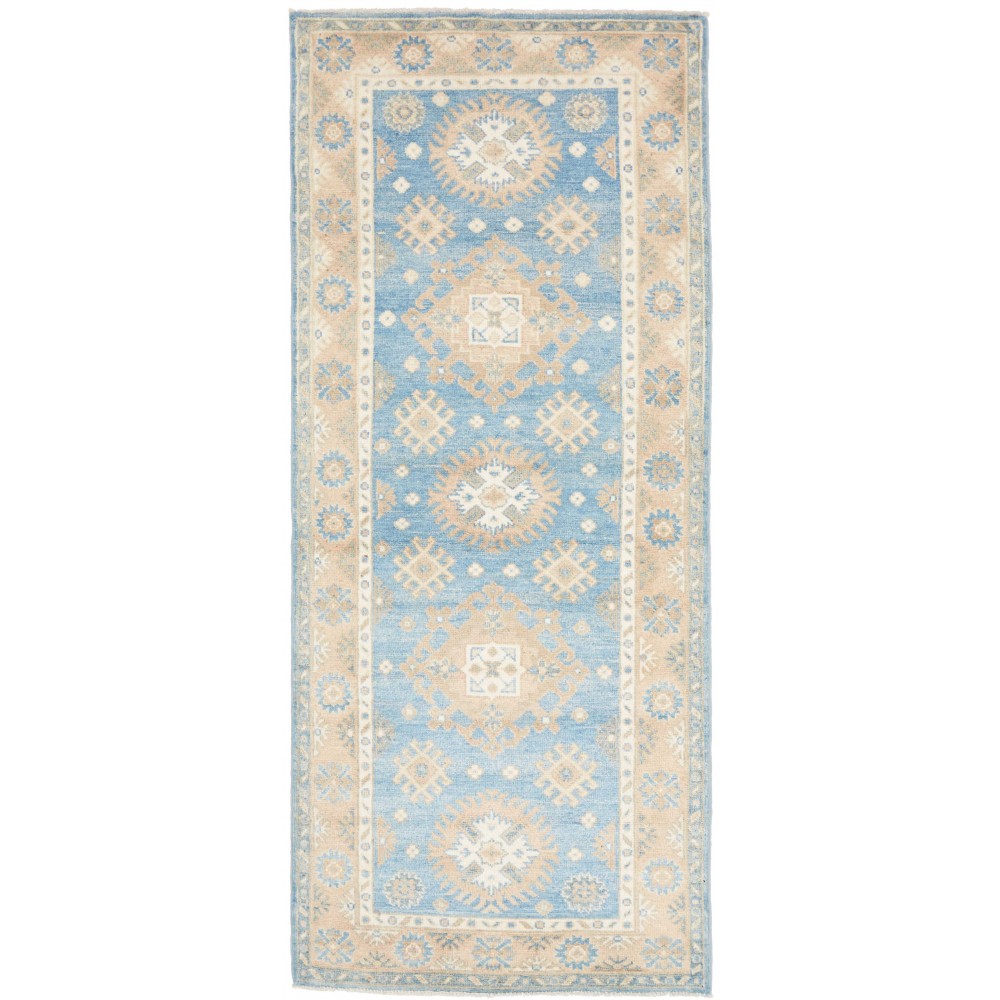 Tappeto Kazak Afghanistan bianco azzurro 79x191