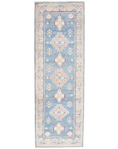 Tappeto Kazak Afghanistan bianco azzurro 62x182