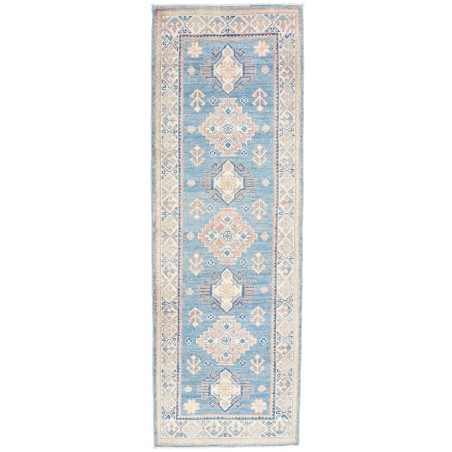 Tappeto Kazak Afghanistan bianco azzurro 62x182