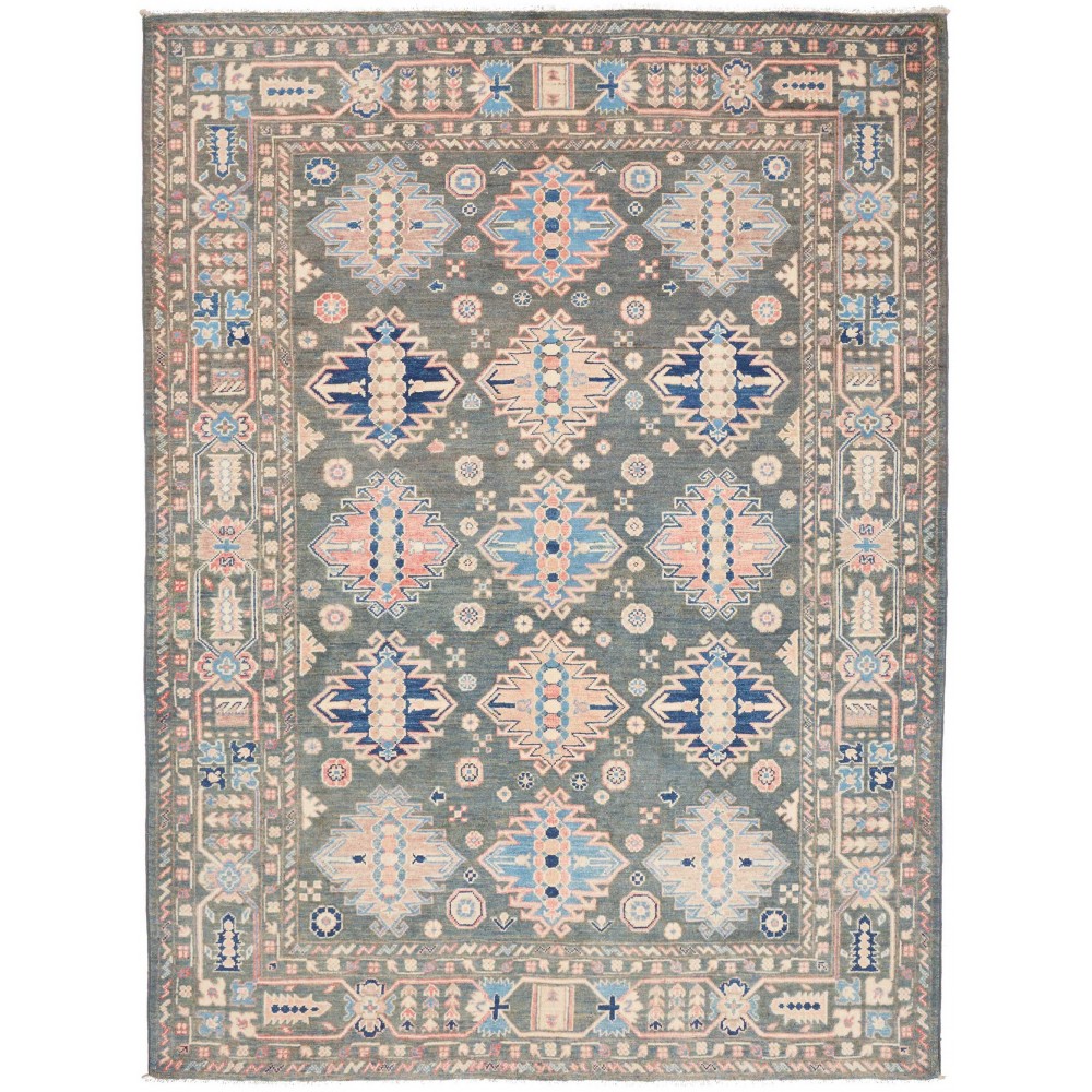 Tappeto Kazak Afghanistan azzurro bianco 174x230