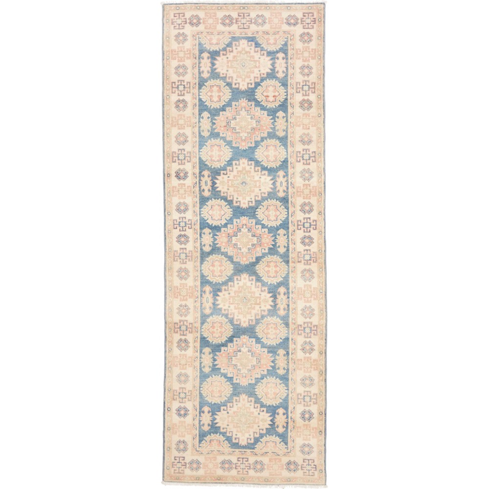 Tappeto Kazak Afghanistan bianco azzurro 82x248