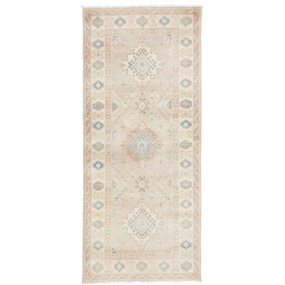 Tappeto Kazak Afghanistan bianco 84x194