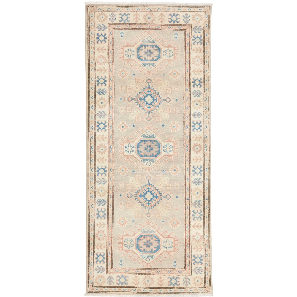 Tappeto Kazak Afghanistan bianco azzurro 86x198