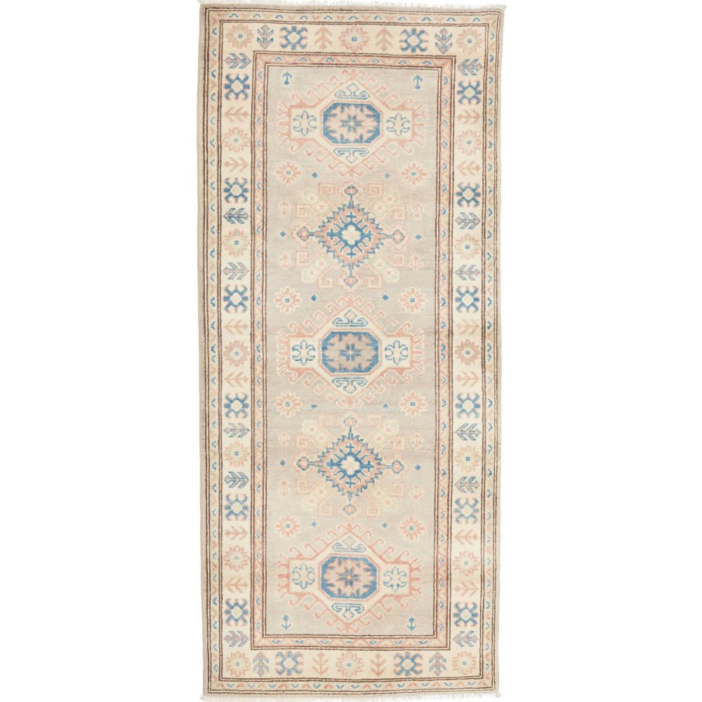 Tappeto Kazak Afghanistan bianco azzurro 86x201