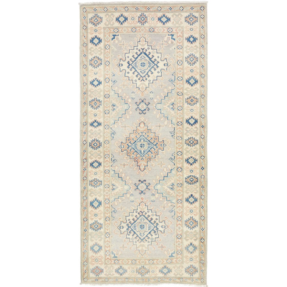 Tappeto Kazak Afghanistan bianco grigio 82x187