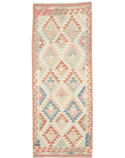 Tappeto Kilim Afghanistan bianco giallo 78x198